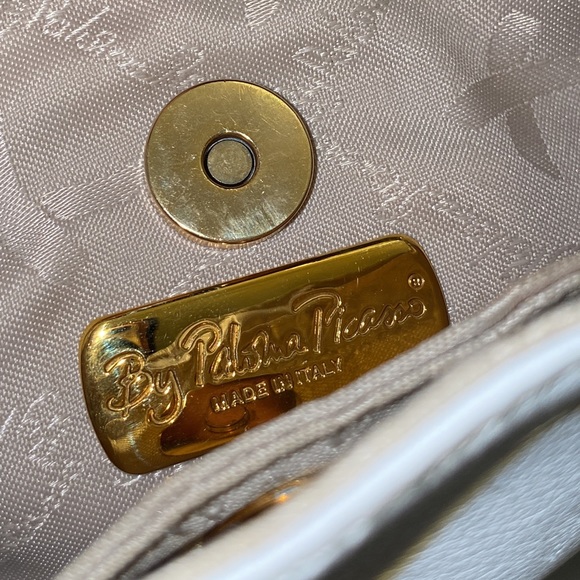 Women Vintage Leather White Crossbody Purse By Paloma Picasso/Women Designer Bag - Picture 10 of 11